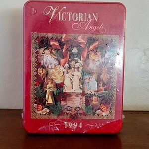 Hallmark VINTAGE Springbok Victorian Angels 500pc Puzzle 1994 Sealed Shimmer Tin